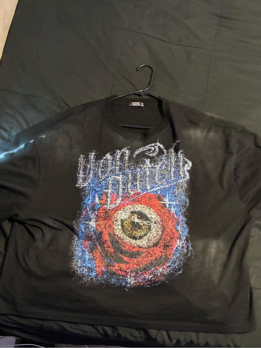 Von Dutch Black Short Sleeve Tee with Red, Blue and Gold Eye Graphic